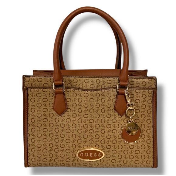 Guess Signature Y2K Mocha Holy Springs Medium Satchel Tote Handbag Shoulder Bag - Picture 1 of 12